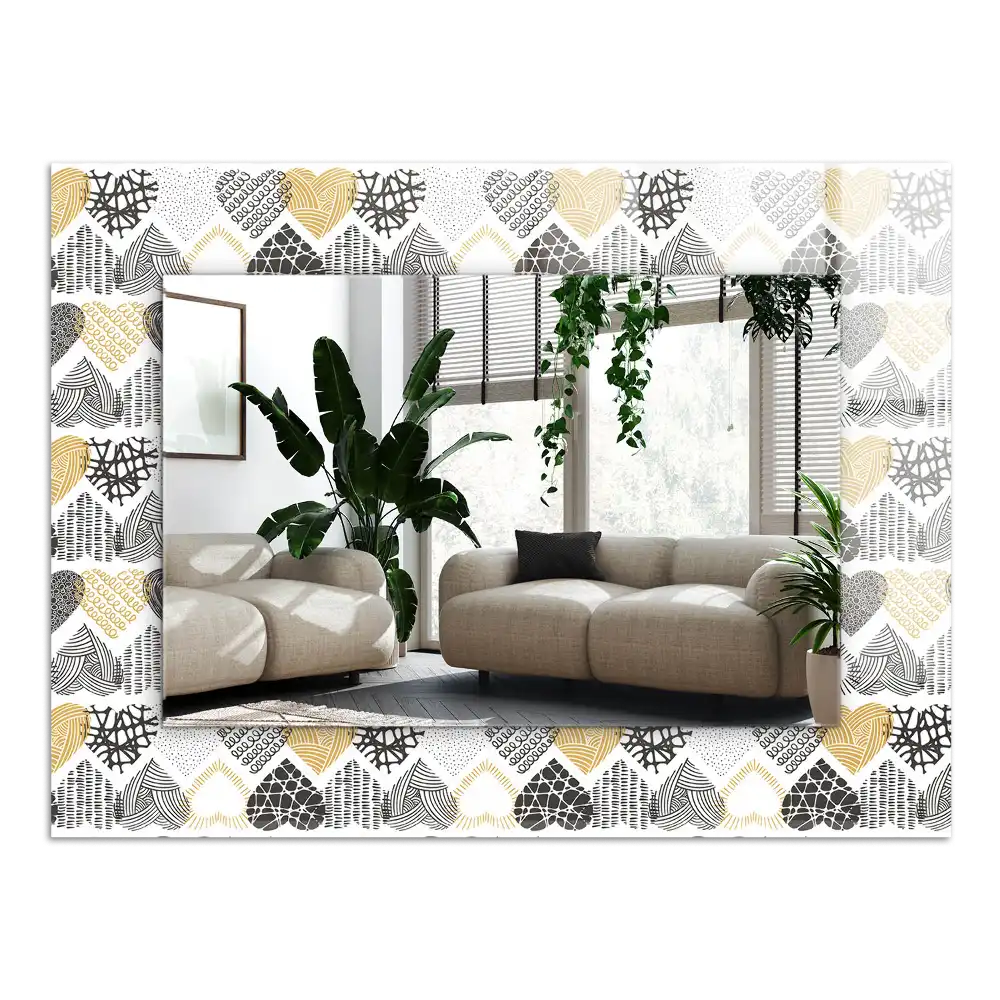 Tiskano pravokotne ogledalo Barvita srca