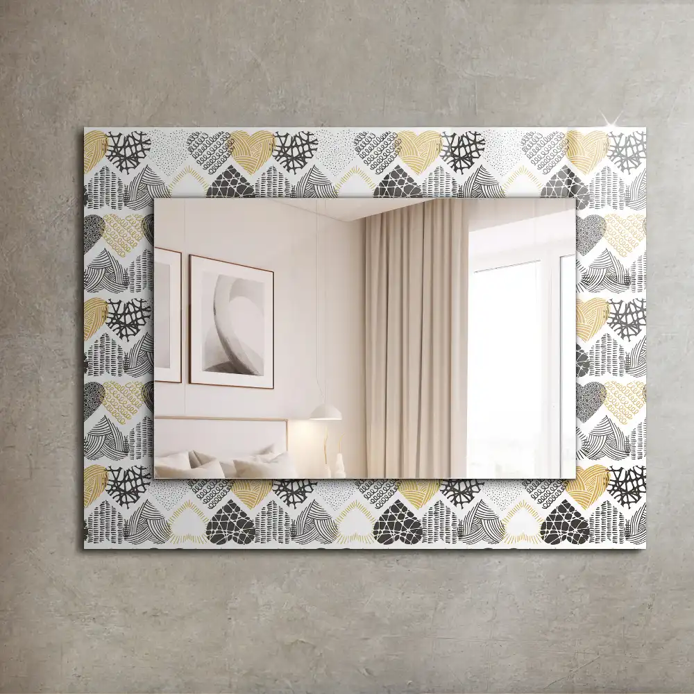 Tiskano pravokotne ogledalo Barvita srca