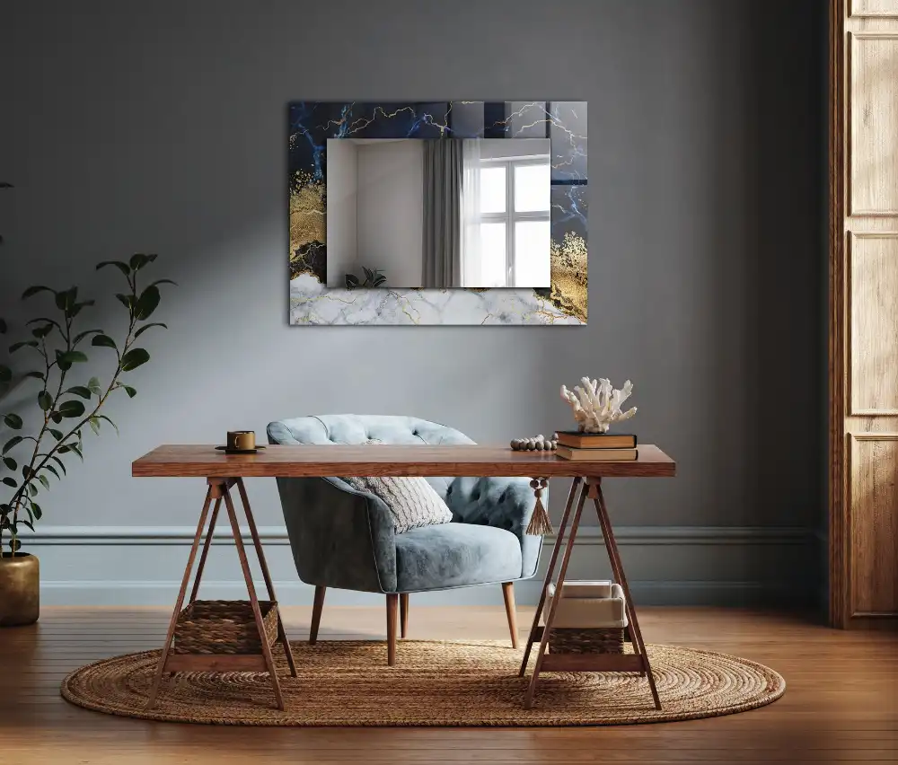 Pravokotne okrasno ogledalo Marmorna abstrakcija