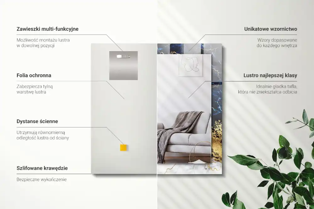 Pravokotne okrasno ogledalo Marmorna abstrakcija