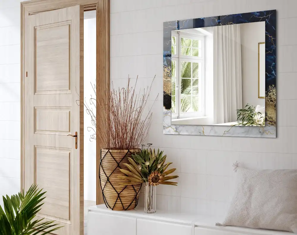 Pravokotne okrasno ogledalo Marmorna abstrakcija