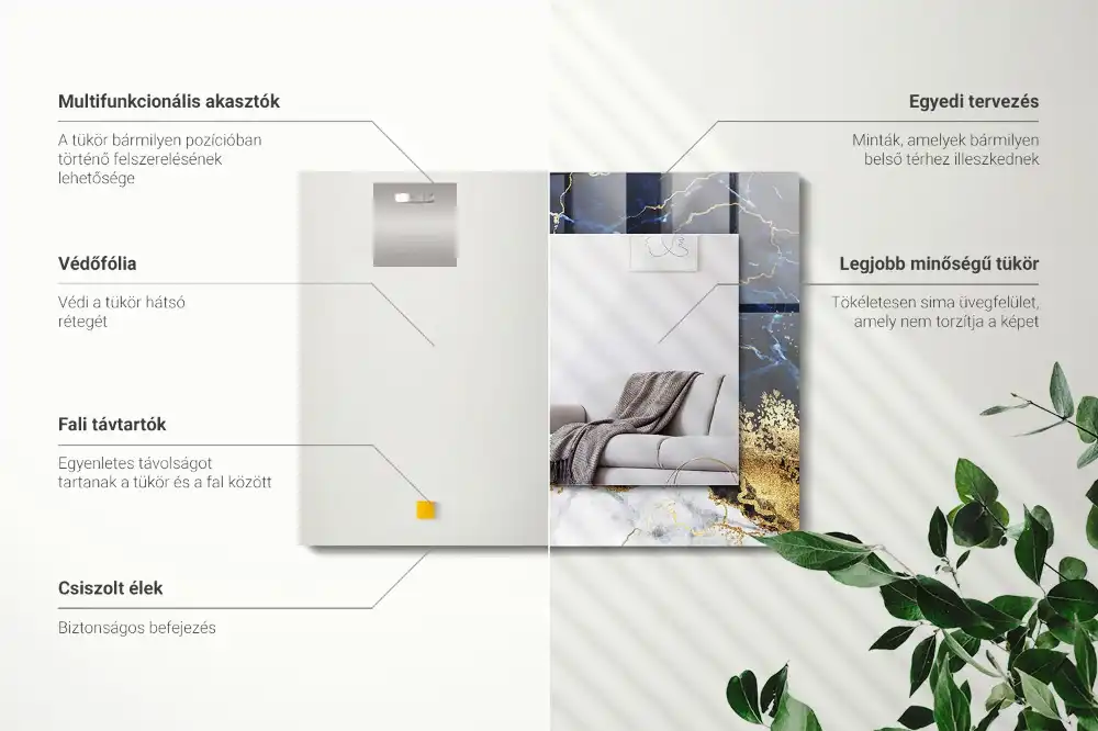 Pravokotne okrasno ogledalo Marmorna abstrakcija