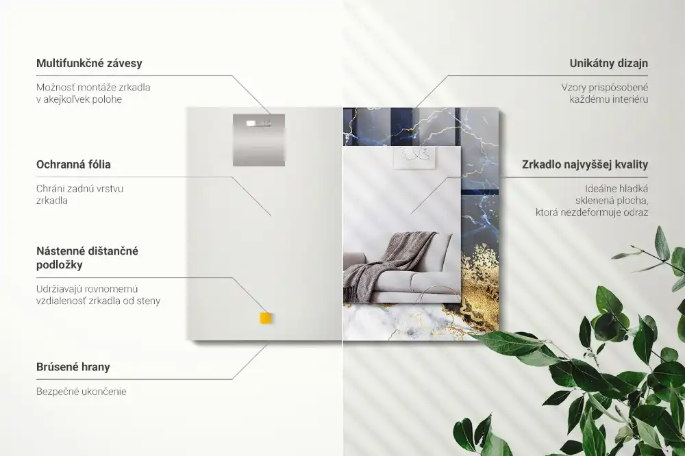 Pravokotne okrasno ogledalo Marmorna abstrakcija