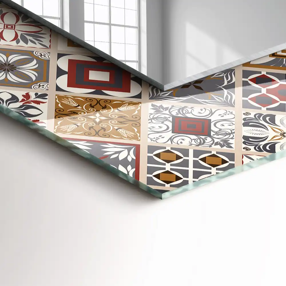 Pravokotne okrasno ogledalo Barviti vzorci ploščic