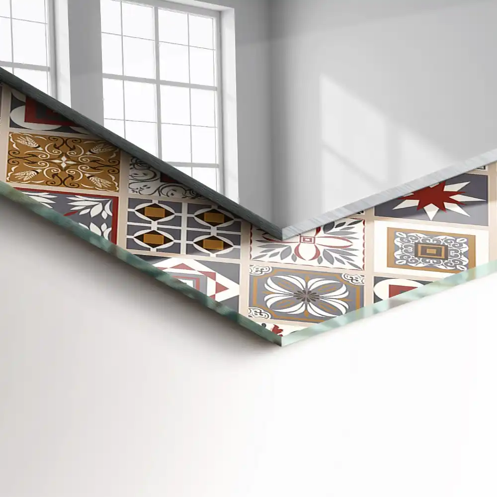 Pravokotne okrasno ogledalo Barviti vzorci ploščic