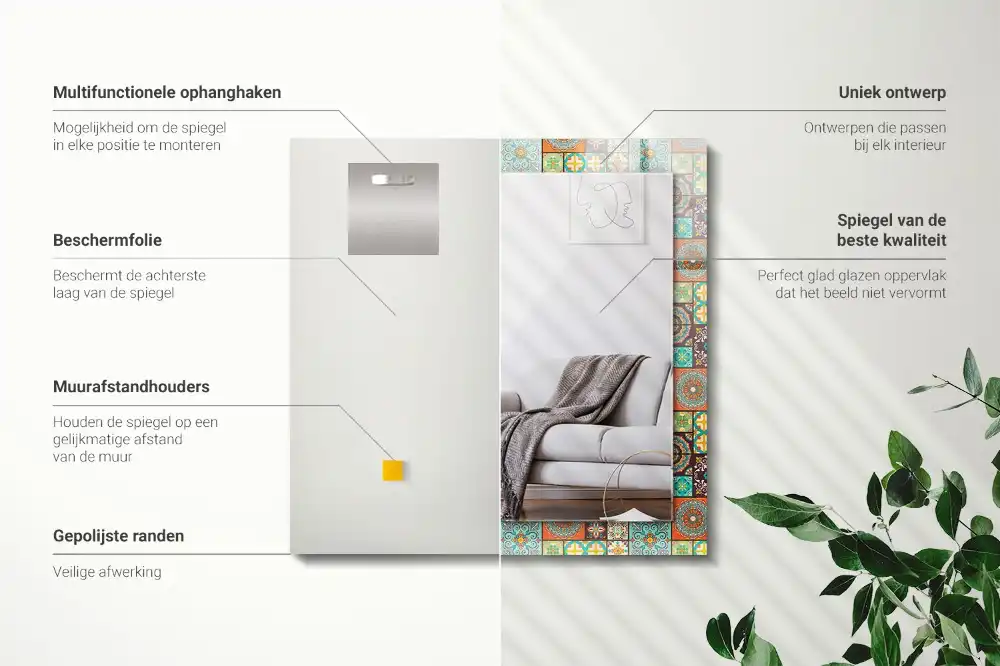 Tiskano pravokotne ogledalo Barvite mozaične ploščice