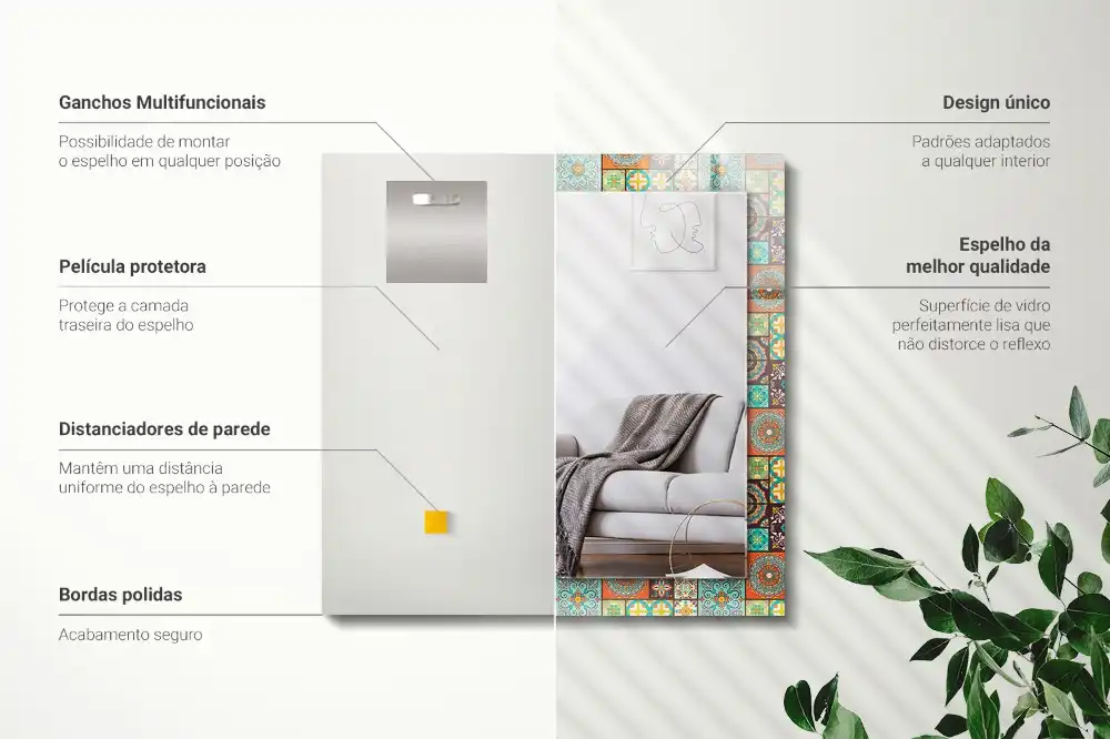 Tiskano pravokotne ogledalo Barvite mozaične ploščice