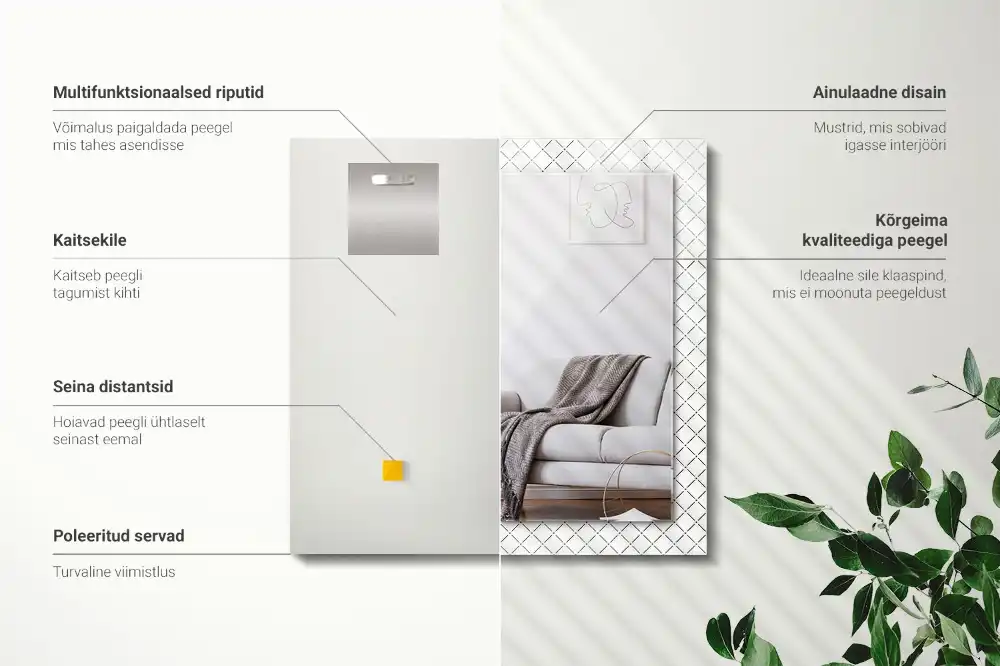 Pravokotne okrasno ogledalo Kariraste vzorce