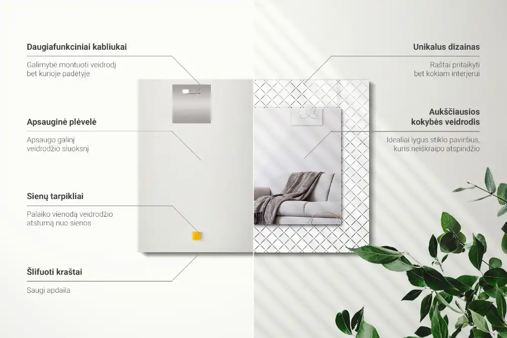 Pravokotne okrasno ogledalo Kariraste vzorce