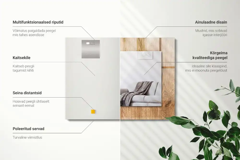 Tiskano pravokotne ogledalo Lesena tekstura