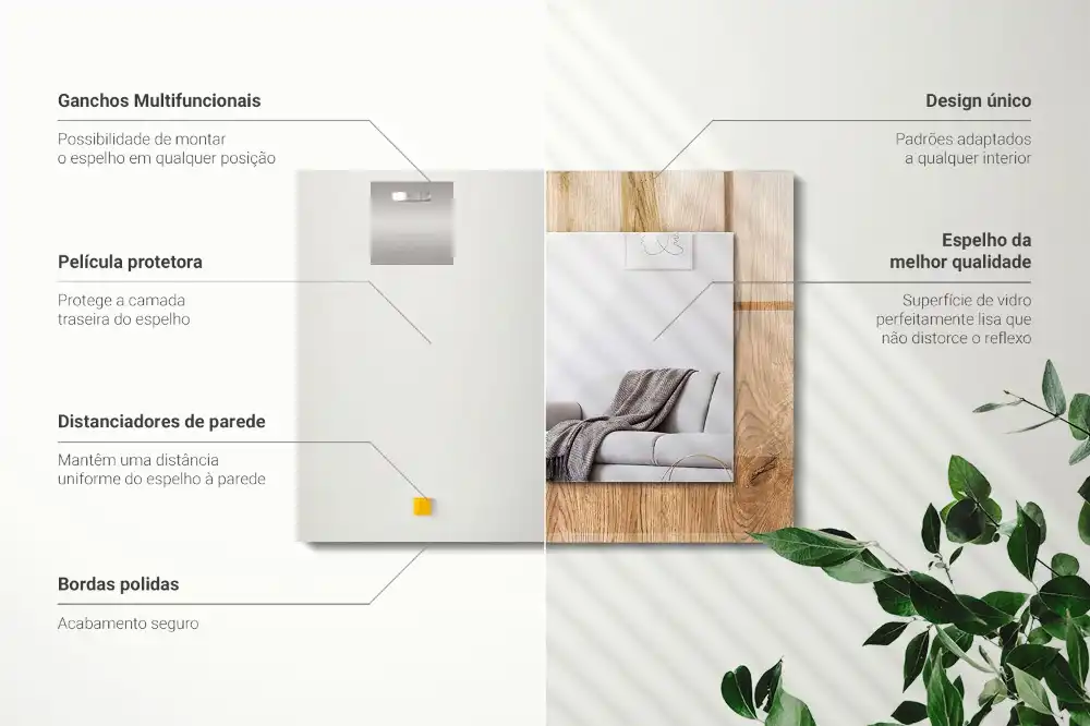 Tiskano pravokotne ogledalo Lesena tekstura