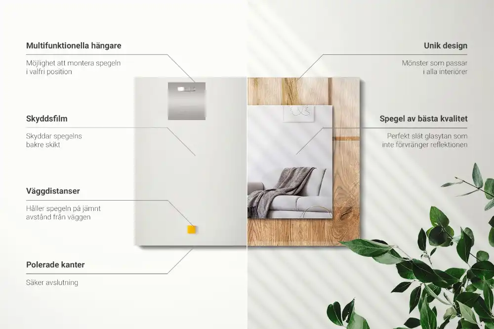 Tiskano pravokotne ogledalo Lesena tekstura