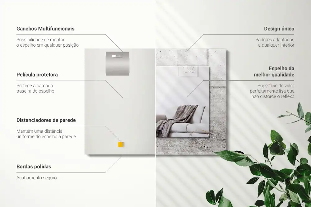 Pravokotne ogledalo s potiskanim okvirjem Tekstura betonske stene