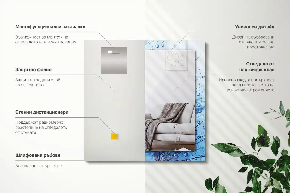 Pravokotne okrasno ogledalo Kapljice na regratu