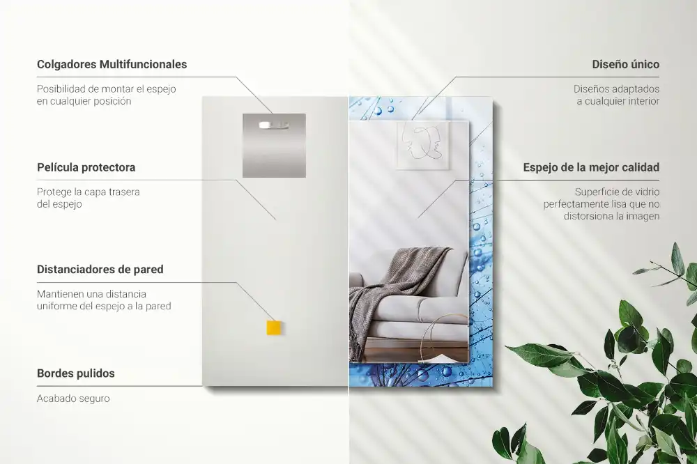 Pravokotne okrasno ogledalo Kapljice na regratu