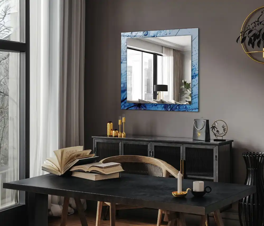 Pravokotne okrasno ogledalo Kapljice na regratu