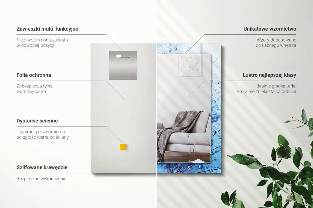 Pravokotne okrasno ogledalo Kapljice na regratu