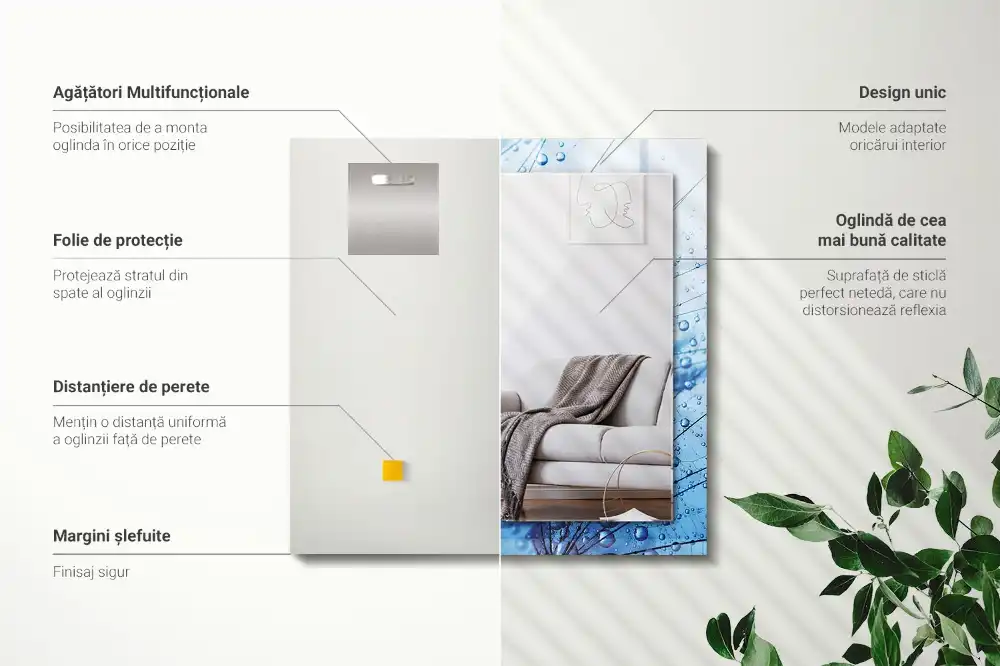 Pravokotne okrasno ogledalo Kapljice na regratu