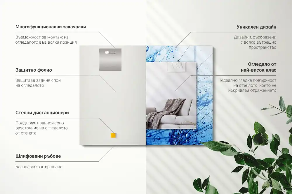 Pravokotne okrasno ogledalo Kapljice na regratu