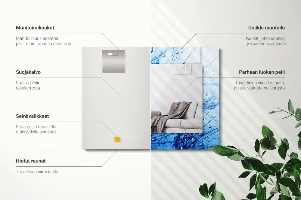 Pravokotne okrasno ogledalo Kapljice na regratu