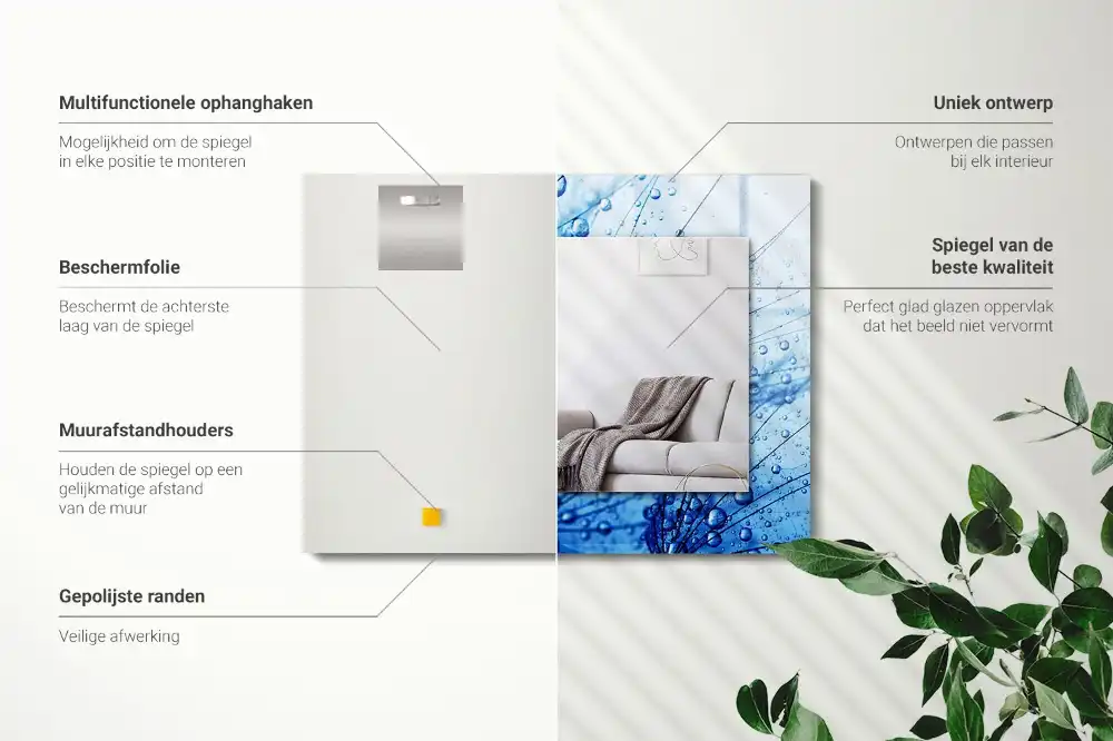 Pravokotne okrasno ogledalo Kapljice na regratu