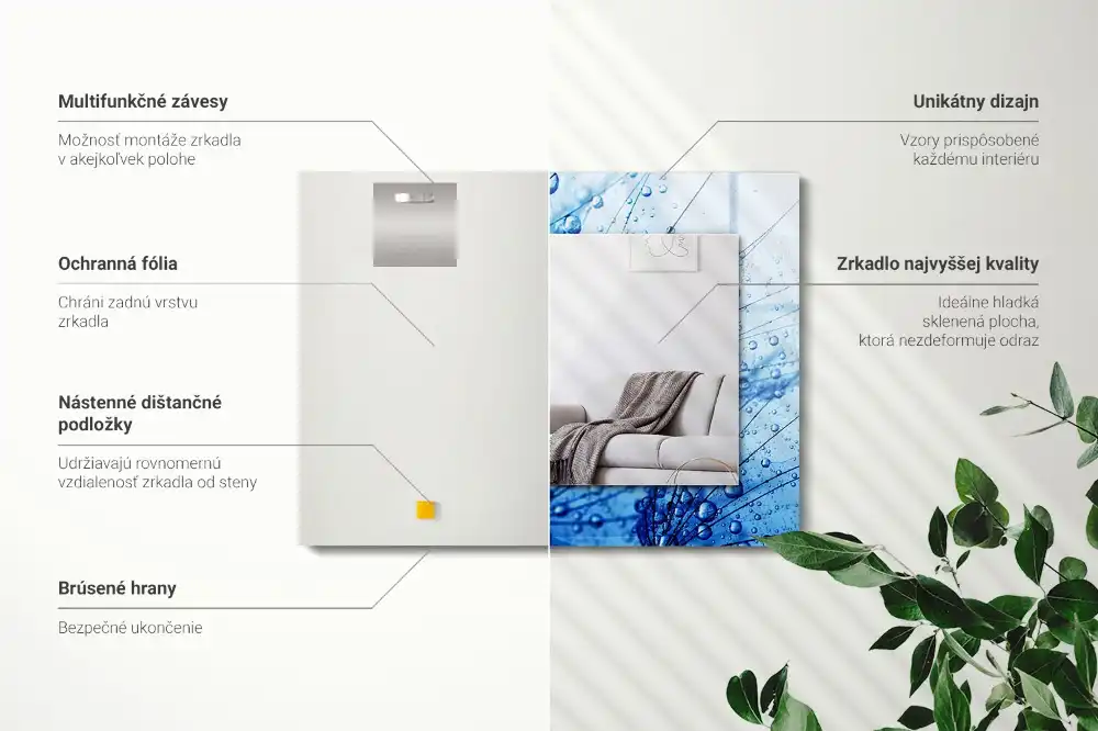 Pravokotne okrasno ogledalo Kapljice na regratu