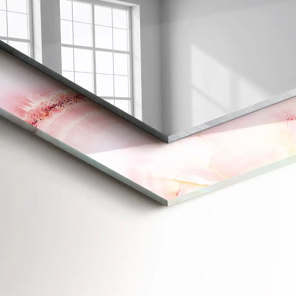 Pravokotne okrasno ogledalo Vzorec roza marmorja