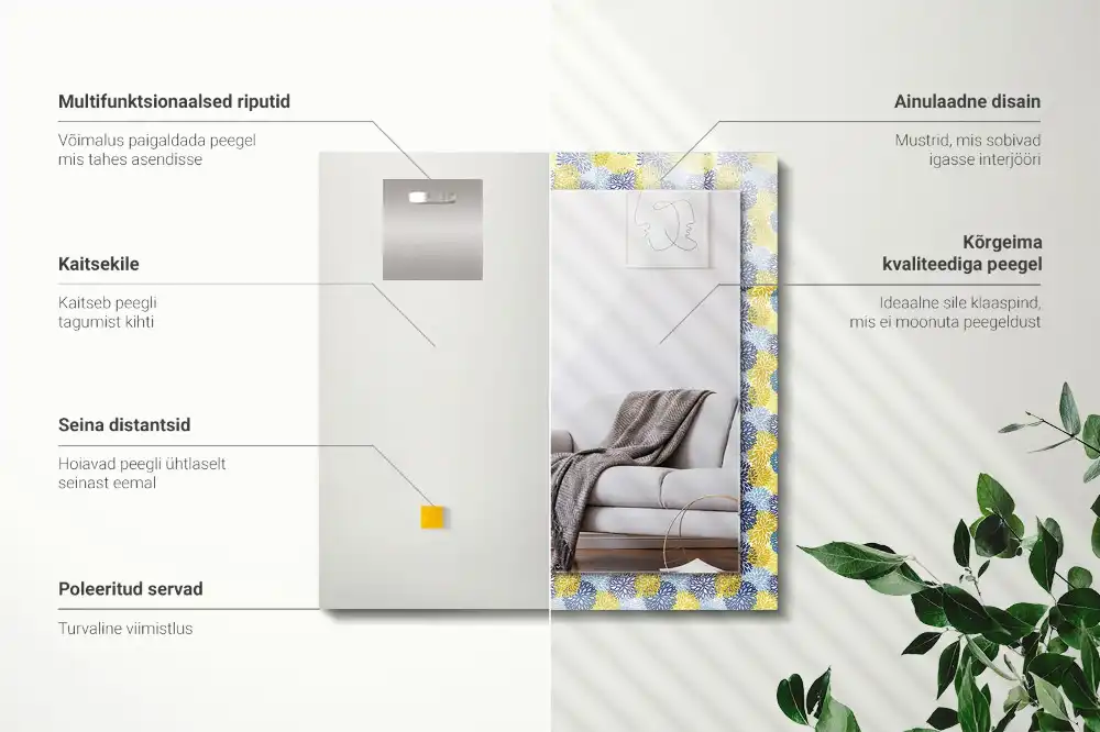 Tiskano pravokotne ogledalo Barvit cvetlični vzorec