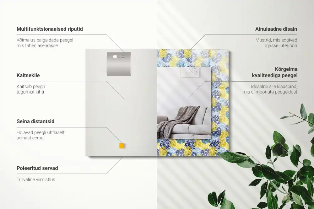 Tiskano pravokotne ogledalo Barvit cvetlični vzorec