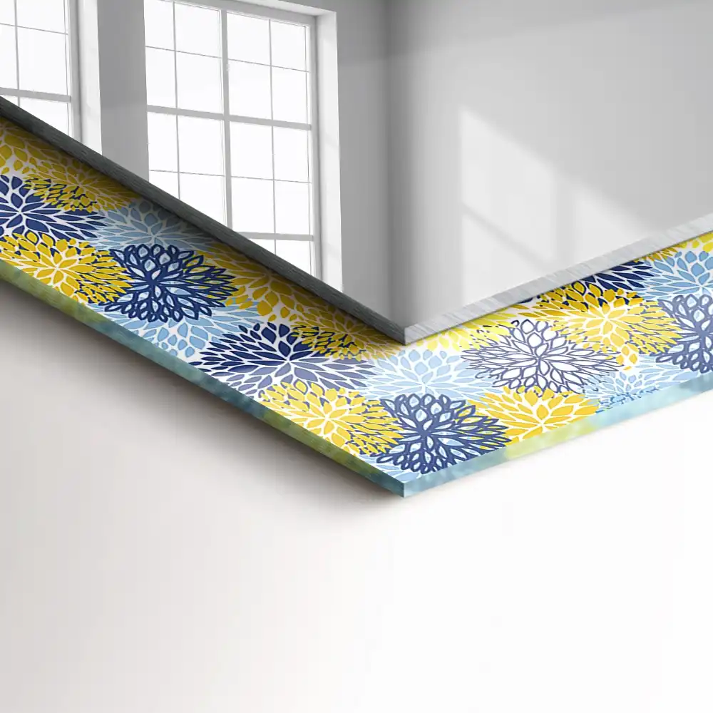 Tiskano pravokotne ogledalo Barvit cvetlični vzorec