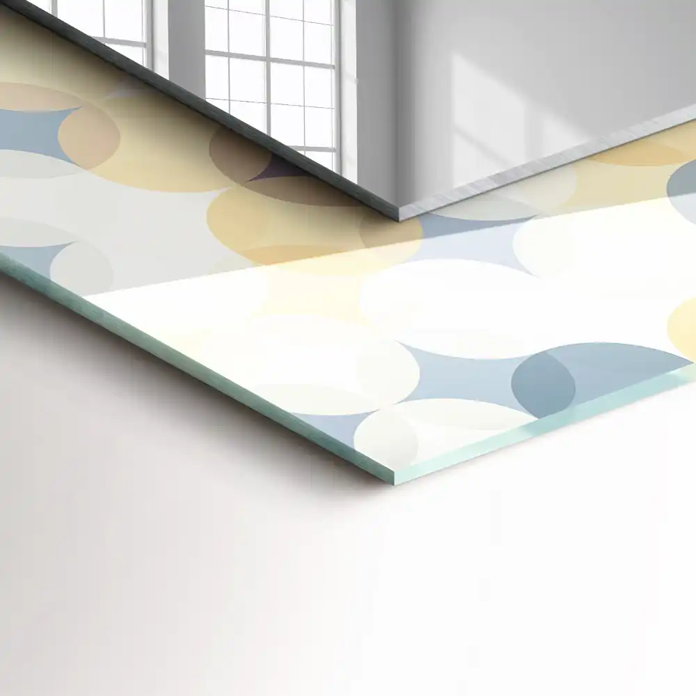 Pravokotne ogledalo s potiskanim okvirjem Barviti krožni vzorci