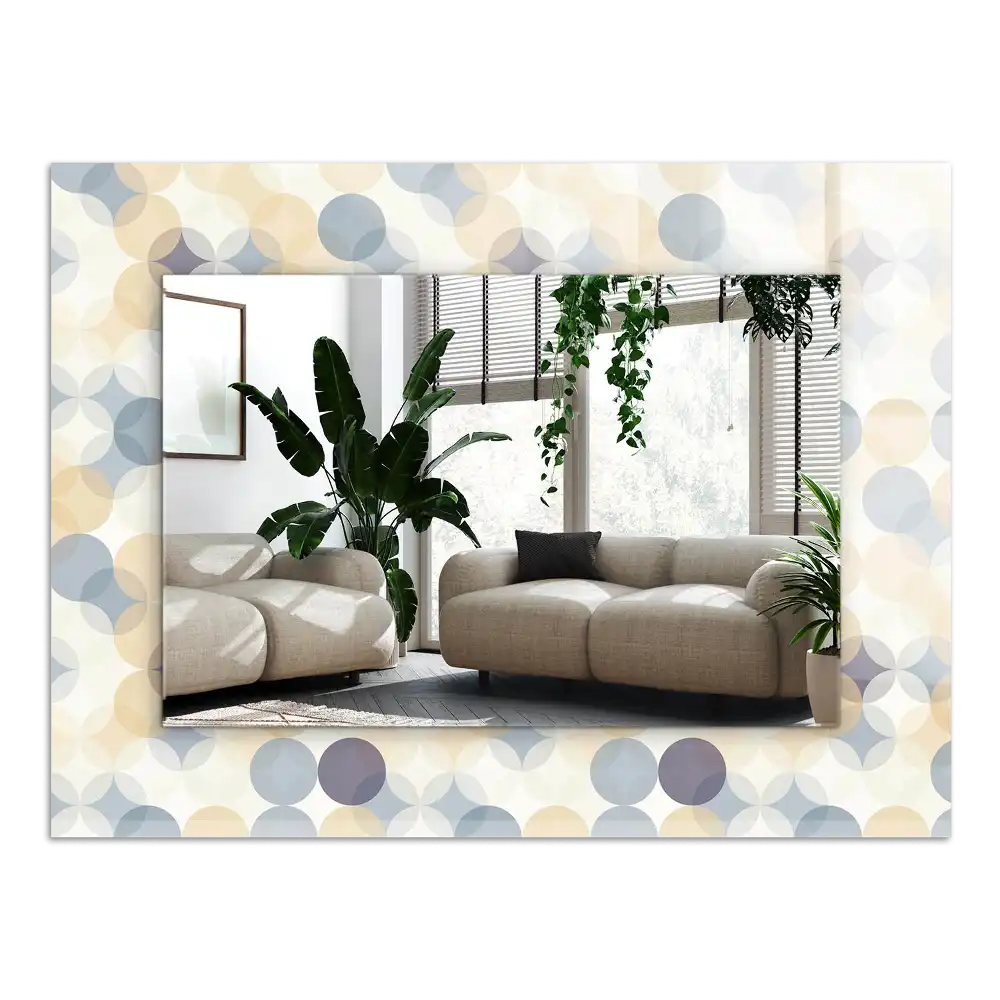 Pravokotne ogledalo s potiskanim okvirjem Barviti krožni vzorci