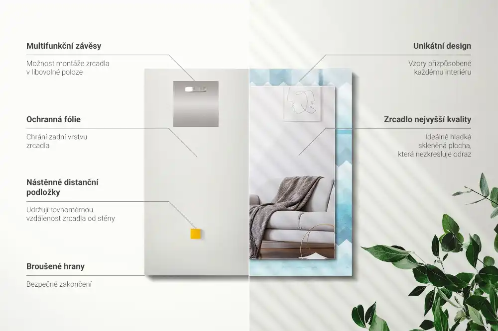 Pravokotne okrasno ogledalo Cikcak gradientni vzorec