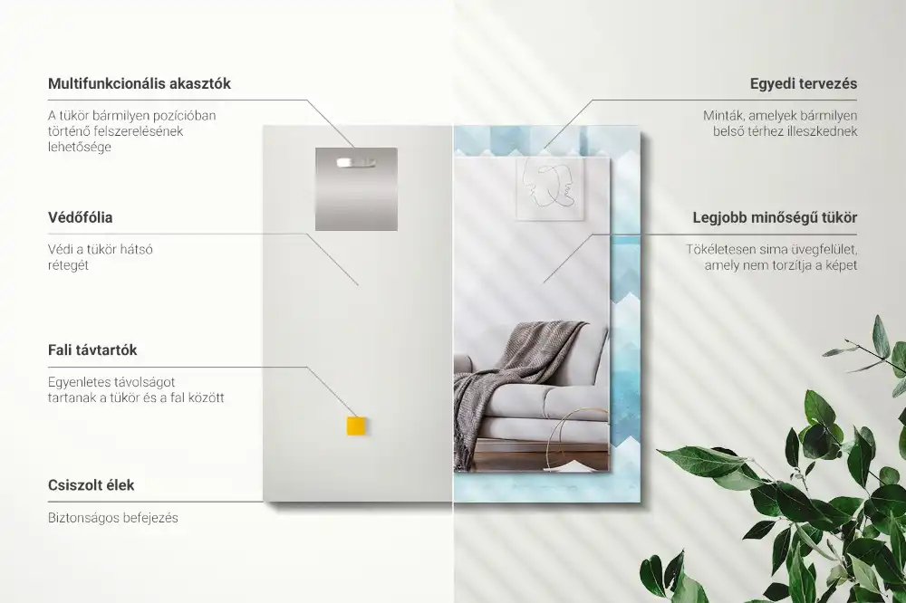 Pravokotne okrasno ogledalo Cikcak gradientni vzorec