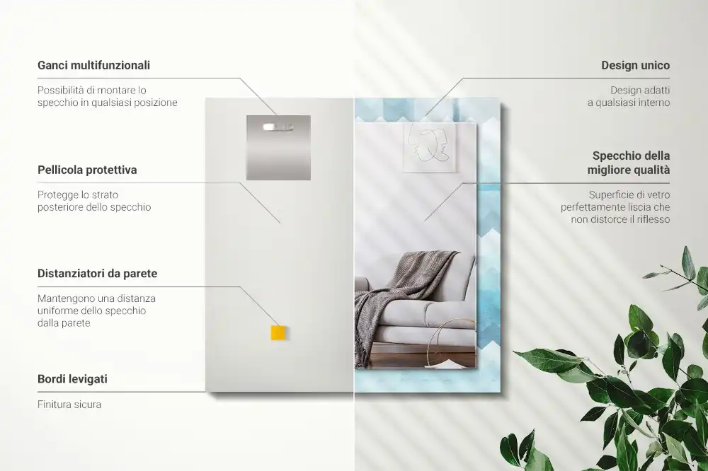 Pravokotne okrasno ogledalo Cikcak gradientni vzorec