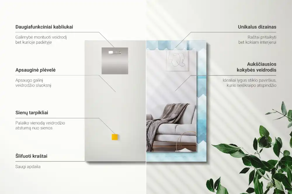 Pravokotne okrasno ogledalo Cikcak gradientni vzorec