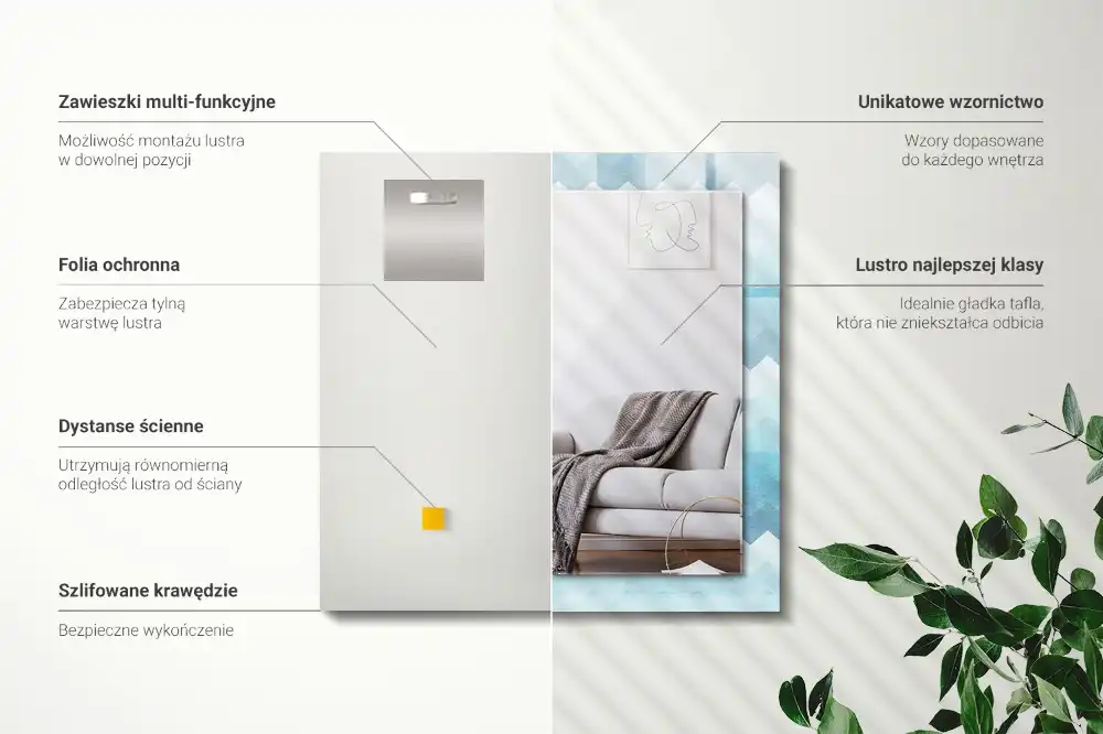 Pravokotne okrasno ogledalo Cikcak gradientni vzorec