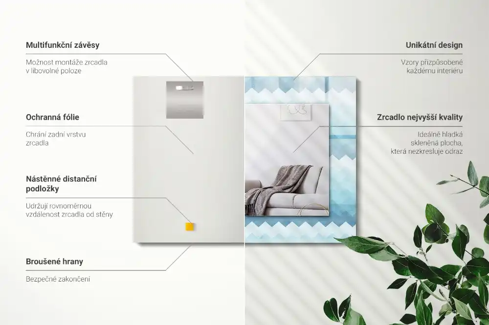 Pravokotne okrasno ogledalo Cikcak gradientni vzorec