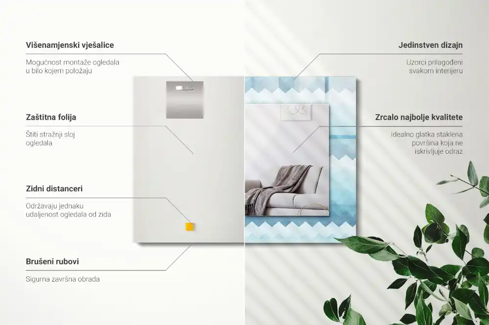 Pravokotne okrasno ogledalo Cikcak gradientni vzorec