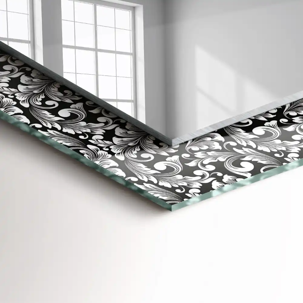 Tiskano pravokotne ogledalo Črno-beli okraski