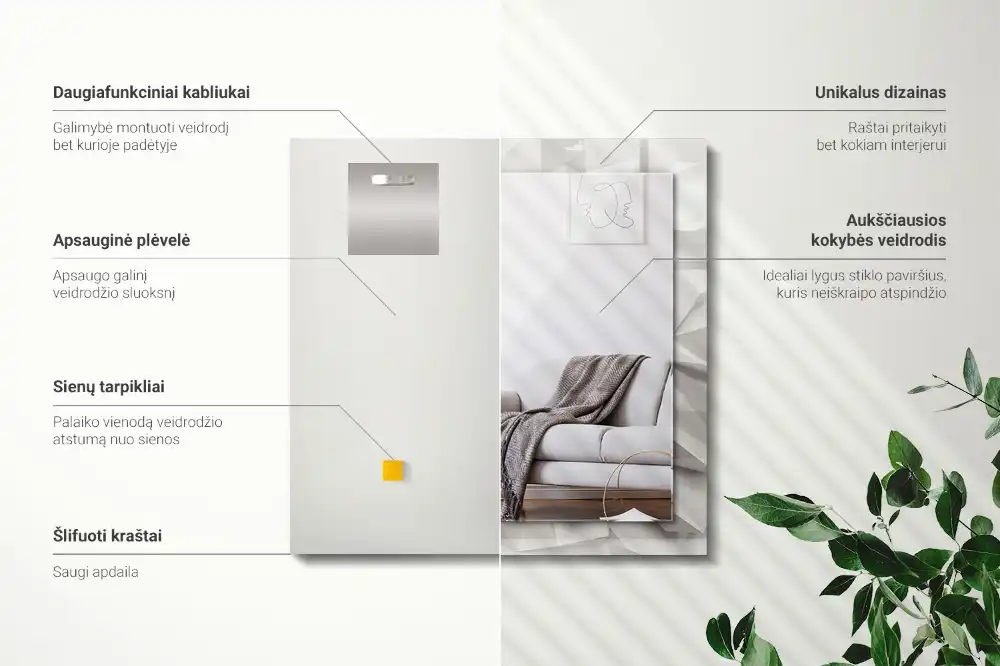 Pravokotne ogledalo s potiskanim okvirjem Abstraktne geometrijske oblike