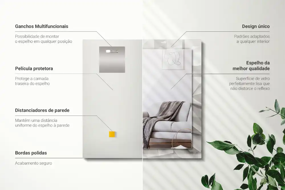 Pravokotne ogledalo s potiskanim okvirjem Abstraktne geometrijske oblike