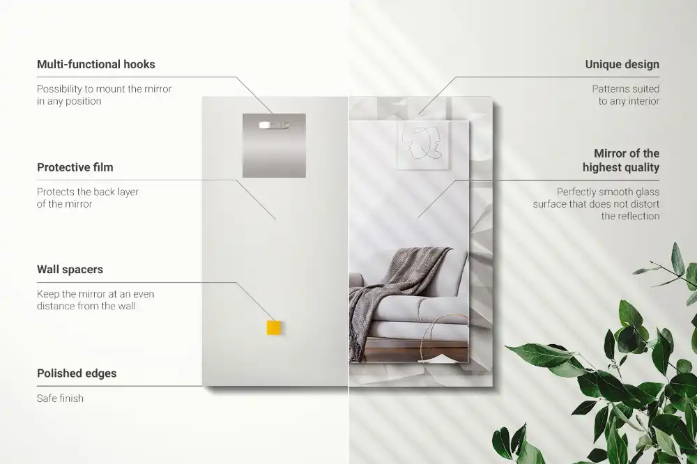 Pravokotne ogledalo s potiskanim okvirjem Abstraktne geometrijske oblike