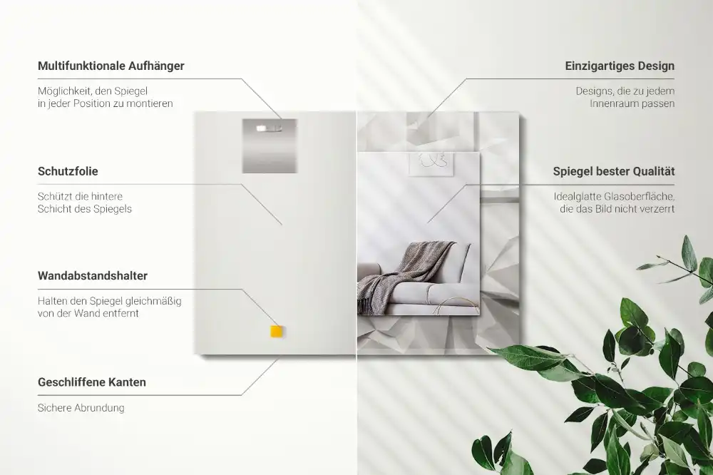 Pravokotne ogledalo s potiskanim okvirjem Abstraktne geometrijske oblike