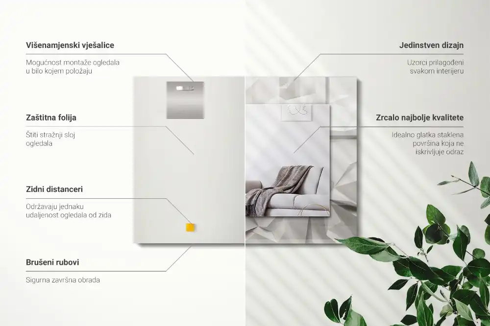 Pravokotne ogledalo s potiskanim okvirjem Abstraktne geometrijske oblike