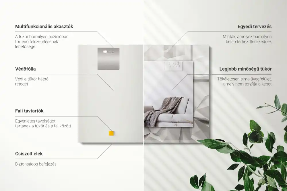 Pravokotne ogledalo s potiskanim okvirjem Abstraktne geometrijske oblike