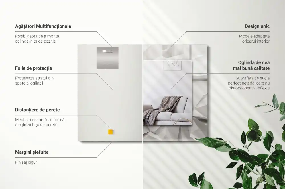 Pravokotne ogledalo s potiskanim okvirjem Abstraktne geometrijske oblike