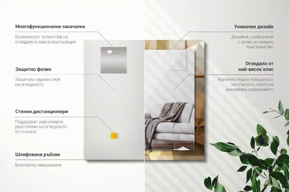 Pravokotne okrasno ogledalo geometrijske oblike