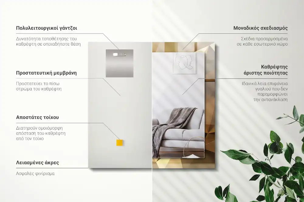 Pravokotne okrasno ogledalo geometrijske oblike