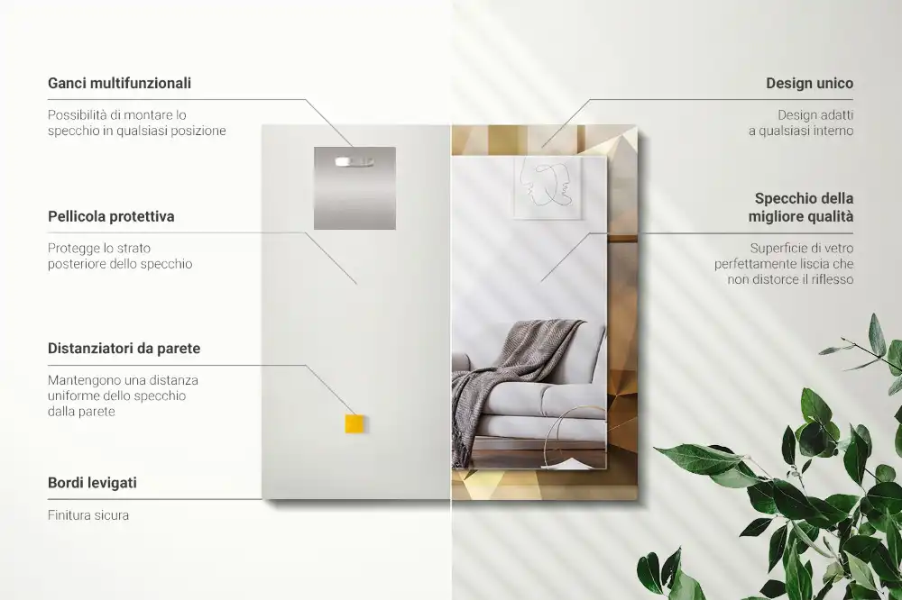 Pravokotne okrasno ogledalo geometrijske oblike